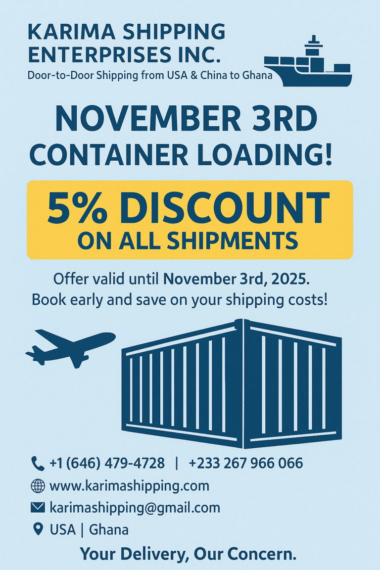 🚢 November 3rd Container Loading — Get 5% Off Your Shipment with Karima Shipping!